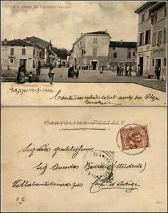 Vigasio (Verona), un saluto da - piazza animata - viaggiata 20.8.1904 - Picture 1 of 1