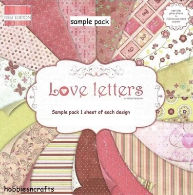 LOVE LETTERS Dovecraft 8 x 8 Sample Paper Pack - 16 Sheets - 200gsm - Image 1 of 4