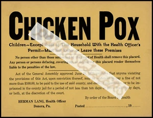 Donora Pennsylvania Chicken Pox Posting Vintage 1950s Photographic Print 8.5x11" - Picture 1 of 1