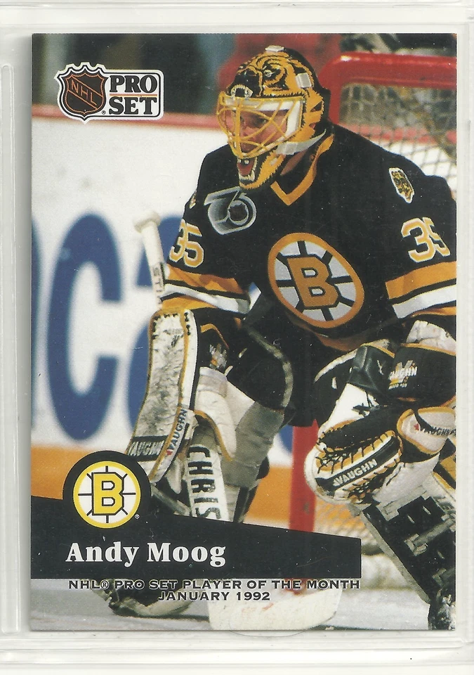 Andy Moog 1991-92 Pro Set Boston Bruins Player of the Month Hockey card - Image 1 of 1