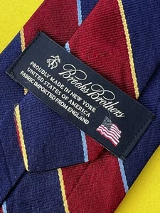 Authentische BROOKS BROTHERS gestreifte amerikanische Design auf mehrfarbiger Seidenkrawatte Krawatte - Bild 1 von 13