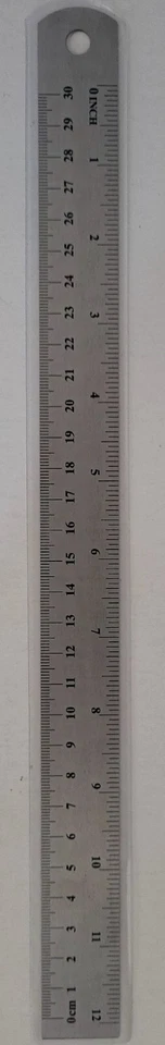 JOT 12"/30 cm Stainless Steel Metal Rulers School Office Shop Inches/Centimeter 1/Pk
