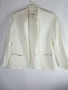 Coldwater Creek Embroidered Button Front Blazer Women Lined Ivory Jacket Sz 20 - Picture 1 of 9