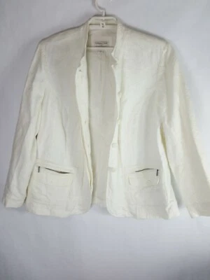 Blazer Coldwater Creek Bordado Botón Frontal Mujer Forrado Marfil Chaqueta Talla 20 Foto 1 de 4