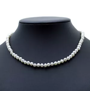 Pearl Choker Necklace White Cultured Freshwater Pearls Sterling Silver 16" - Picture 1 of 5