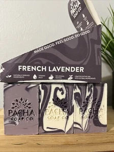 3 Pack Pacha Soap Company French Lavender Bar Soap Lavender Essential Oil 4 Oz - Picture 1 of 5