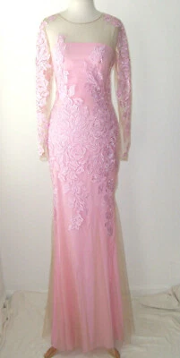 BLUMARINE Pink Tulle Sheer Floral Embroidered Dress Gown 42  6 - Image 1 of 4