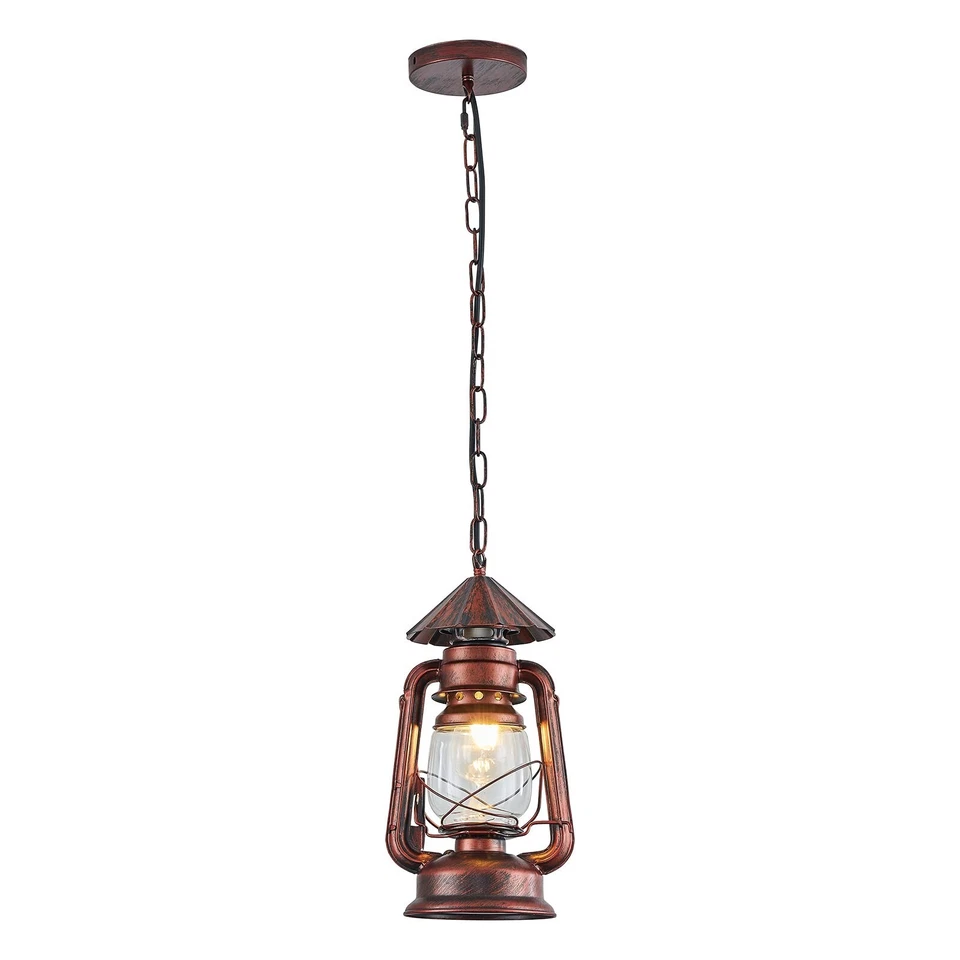 Noxarte Rustic Lantern Pendant Light With Glass Shade Hanging Ceiling Fixture X