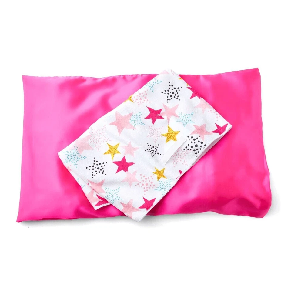 Sally Satin Hot Pink Pillowcase & Star Print Microfiber Hair Towel