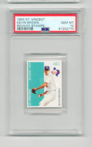 1989 ST VINCENT STAMPS KEVIN BROWN RANGERS ROOKIE CARD PSA 10 GEM MINT POP 1