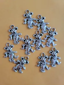 10 pcs tibetan Silver Dancing Bear charms 21 X 15mm Grateful Dead Keep Trucking  - Picture 1 of 3