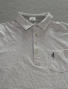 Johnnie O West Coast Prep Polo Shirt Mens Med Gray Striped Short Sleeve Cotton - Picture 1 of 8