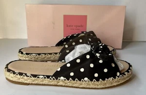 Kate Spade New York $128 Saltie Shore Espadrille Sandals Dodded Black/Cream 7-9 - Picture 1 of 3