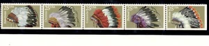 #2501-05 1990 25-cent Indian Headdresses se-tenant booklet pane of 5 MNH - Picture 1 of 1