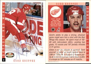 Gord Kruppke Signed 1993 Score #467 Card Detroit Red Wings Auto AU