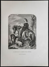 1862 - The Retour of The Garenne, Edwin Henry Landseer - engraving antique
