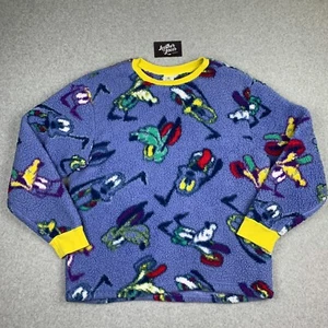 Disney Parks Fleece Womens Large Pluto Dog Sherpa Long Sleeve Pullover Sweater - Picture 1 of 13