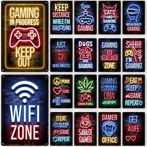 Targa poster metallo parete pad design PC luce neon gioco sala giochi - Foto 1 di 35