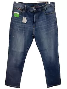 NWT Tommy Hilfiger Mens Stretch Straight Medium Wash Jeans 38x30 - Picture 1 of 4