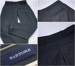 Sartore Dress Pants 36x32 Gray 100% Wool Flat Front Italy Worn Once YGI I2-220 - Picture 1 of 10