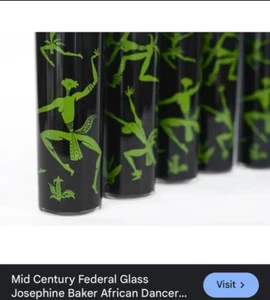 Rare Mid-Century Federal Glass Josephine Baker Dancers Tumbler Highball - Picture 1 of 12
