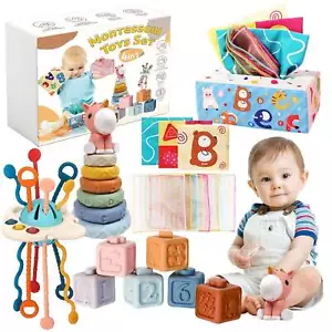 Baby Toys for 6+ Months, 4-in-1 Stacking,Sensory & Pull String Toys,Infant Gifts - Picture 1 of 13
