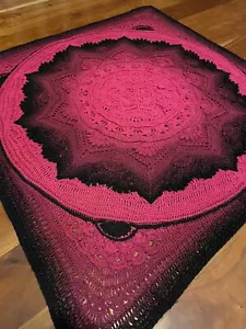 CROCHET HANDMADE MANDALA AFGHAN LAP BABY SIZE MULTI COLOR THROW BLANKET - Picture 1 of 4