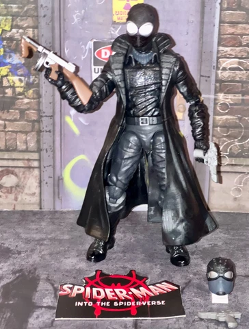 Marvel Legends Lizard Build A Figure BAF Series 6" Spiderman Noir & Custom Head Cover