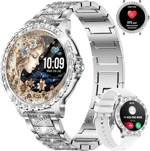 Smartwatch Damen mit Telefonfunktion Diamant Sportmodi Wasserdicht Schrittzähler - Bild 1 von 8