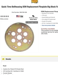 New QuickTime 184 Tooth Big Block Ford Flexplate 429/460 - Picture 1 of 1