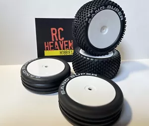 Sand Super Rc Car White Letter Wheels & Tyres 12mm Hex 1/10 2wd Buggy Retro Cool - Picture 1 of 12