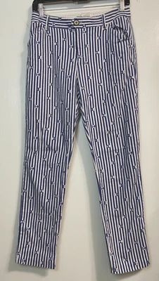 Pantalones ajustados Anthropologie Essential talla 2 azul a rayas náuticos preppy Foto 1 de 4