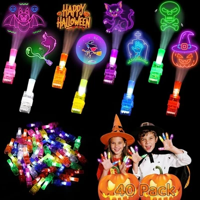 Favores de fiesta de Halloween para niños a granel: paquete de 40 luces LED para dedos juguetes iluminados Foto 1 de 2