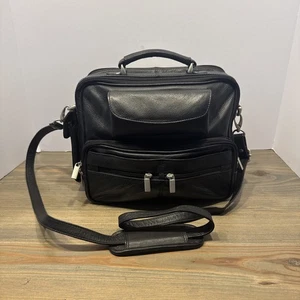 Wilsons Leder Schwarz Messenger Bag Mehrere Taschen Organizer Aktentasche - Bild 1 von 12