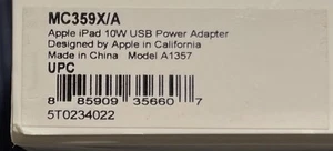 Apple iPad iPhone USB Power Adapter / Charger A1357 MC359X/A New In Sealed Box - Picture 1 of 11