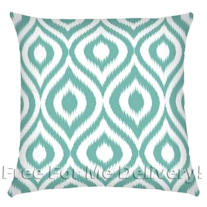 CASA IKAT DIAMOND AQUA BLUE WHITE DESIGN PILLOW CUSHION 45x45cm **FREE DELIVERY* - Picture 1 of 3