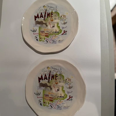 Catstudio Maine Plate The Geography Coll.  10.5" Set 2 "El Estado del Pino" Foto 1 de 4
