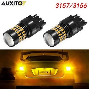 2PCS 3157 Amber LED Signal Turn Parking Light Bulb Bright Super CANBUS 3156 EON - Picture 1 of 11