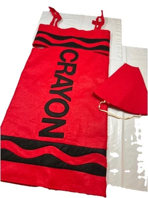 Disfraz Rojo CRAYÓN VESTIDO SIN MANGAS Y SOMBRERO Mujer Pequeña, XL Niño Mayor, Hecho a Mano Foto 1 de 4