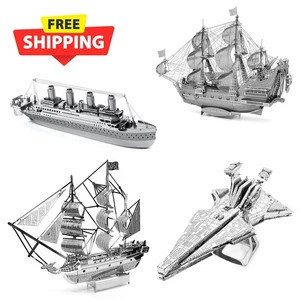 Black Pearl Pirate Ship 3D Metal Flying Dutchman Pirate Ship Metal Puzzle Gifts - Picture 1 of 11
