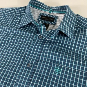 Ariat Pro Series camicia abbottonata uomo grande blu a quadri western performance - Foto 1 di 9