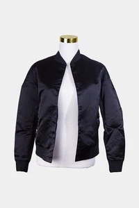 Jac And Jack Black Satin Bomber Jacket - Picture 1 of 3