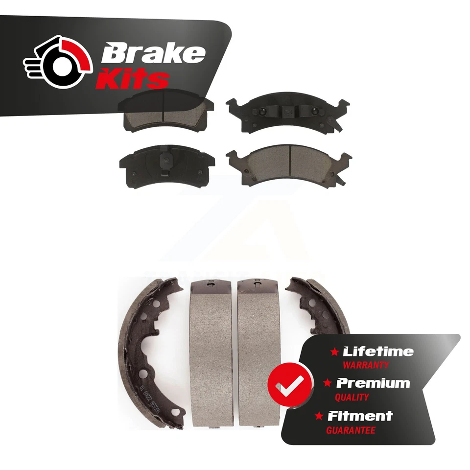 Front Rear Ceramic Brake Pads And Drum Shoe Kit For 1992-2002 Chevrolet Cavalier - Image 1 of 1
