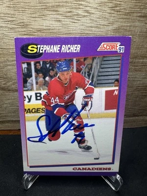 1991-92 Score #234 Stephane Richer Montreal Canadiens In-Person On-Card AUTO - Image 1 of 2