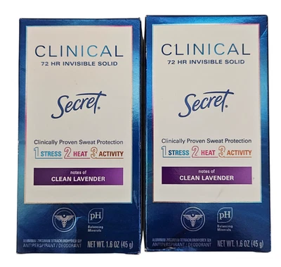 Secret Clinical 72 HR Invisible Solid 1.6 oz CLEAN LAVENDER, EXP 12/26, Lot of 2 - Image 1 of 4