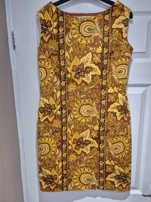 Vestido vintage feito à mão anos 60/70 psicodélico floral Reino Unido 8-10... - Imagem 1 de 4