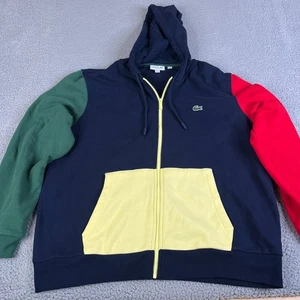 Lacoste Hoodie Sweatshirt Mens XXL 7 Colorblock Full Zip Fleece Classic Fit Croc - Picture 1 of 20