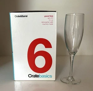 Crate & Barrel Classic Grand Champagne Flutes - 5.5 oz - 7-3/4” H - Set of 6 NIB - Picture 1 of 6