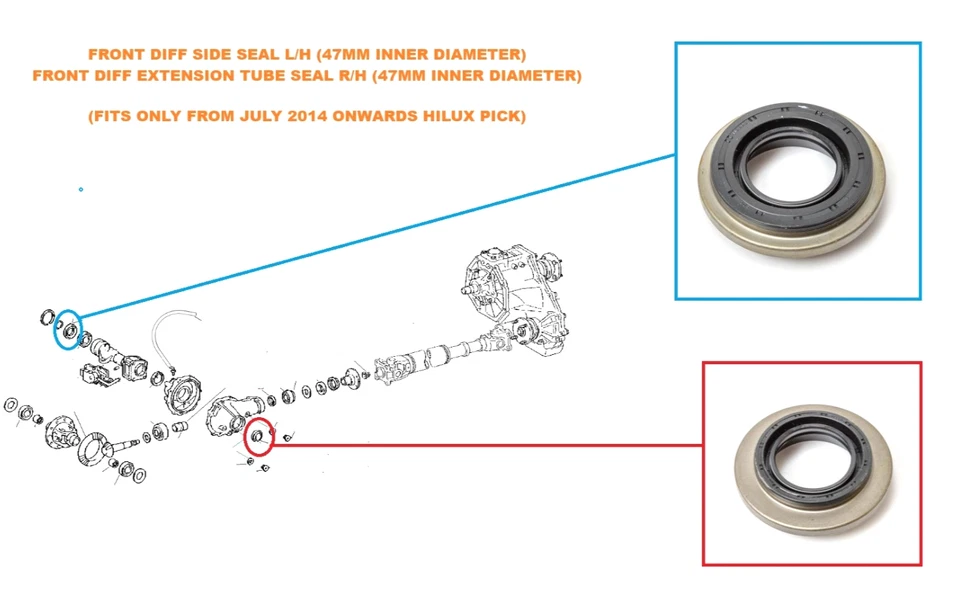 for TOYOTA HILUX PICK UP MK6 MK7 2.5TD 3.0TD FRONT DIFF SIDE SEALS (07/2014 ON) - Image 1 of 1