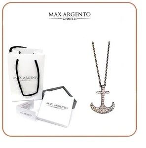 COLLANA E CIONDOLO ANCORA CON ZIRCONI IN ARGENTO 925 - Foto 1 di 4